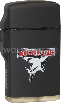 Feuerzeug Rubber Laser schwarz Kölner Haie