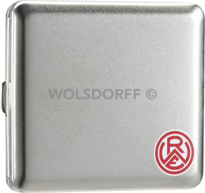 Zigarettenetui chrom satin Rot-Weiss Essen Vereinslogo klein mit Druck