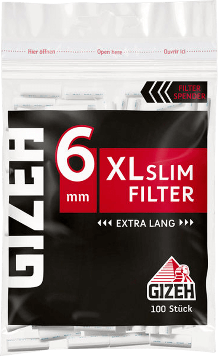 GIZEH BLACK XL Slim 6mm Filter Beutel Drehfilter 40x 100 Stück-Packung 