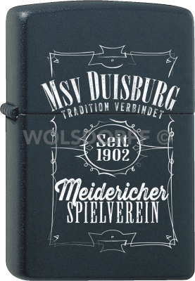 Zippo schwarz matt MSV Duisburg Tradition verbindet