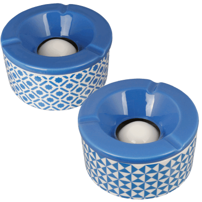Windaschenbecher Keramik weiß/blau gemustert sortiert 12cm