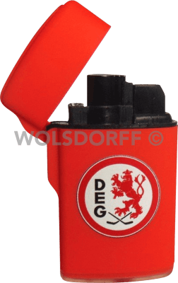 Feuerzeug Rubber Laser rot DEG Vereinslogo