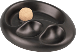 Pfeifenascher Keramik oval schwarz/matt 2 Ablagen