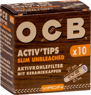 OCB Activ Tips Slim Unbleached 7 mm