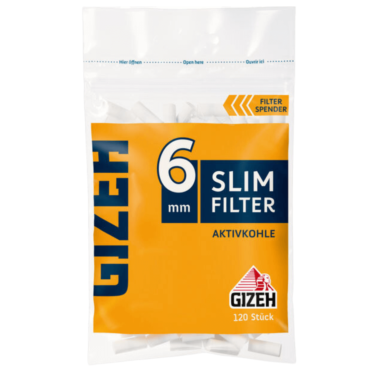 GIZEH Slim Filter Aktivkohle 6mm 120 Stück für 1,60 €