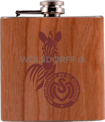 Taschenflasche Holz MSV Duisburg Vereinslogo