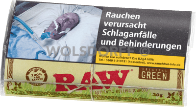 RAW Authentic Rolling Tobacco green 5 x 30g