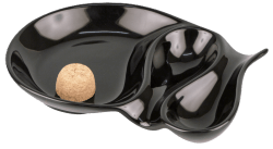 Pfeifenascher Keramik oval schwarz glänzend 2 Ablagen Pfeifenascher Keramik oval schwarz glänzend 2 Ablagen