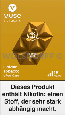 Vuse ePod Caps Nic Salts Golden Tobacco 2er