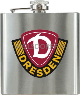 Taschenflasche Metall mit Dynamo Dresden Vereinslogo