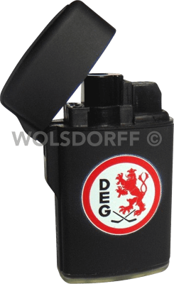Feuerzeug Rubber Laser schwarz DEG Vereinslogo