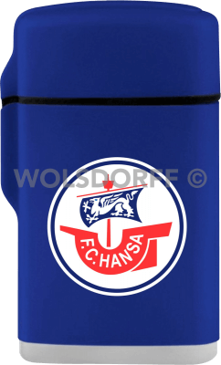 Feuerzeug Rubber Laser blau F.C. Hansa Rostock