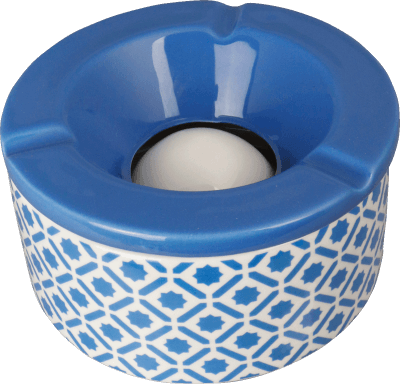 Windaschenbecher Keramik weiß/blau gemustert sortiert 12cm
