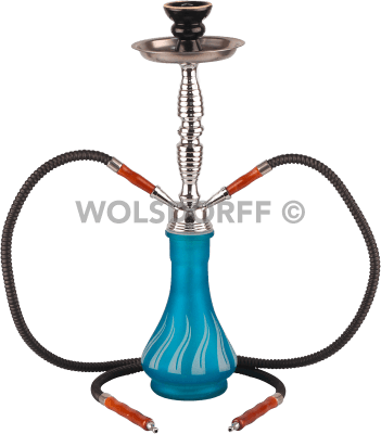 Wasserpfeife "RAIT "blau Ice/Flammendesign 2er/48cm B-Ware