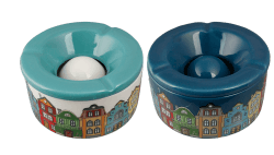 Windaschenbecher Keramik Häuser farbig sortiert