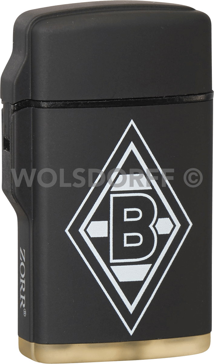 Schwarz 2 Stück Sturmfeuerzeuge in 3 D Optik mit Logo Borussia Mönchengladbach 