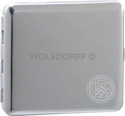 Zigarettenetui chrom poliert Rot-Weiss Essen Vereinslogo klein graviert